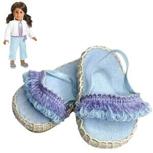VTG American Girl Coconut Fun Outfit I SHOES Blue Fringe Doll Sandals Platform